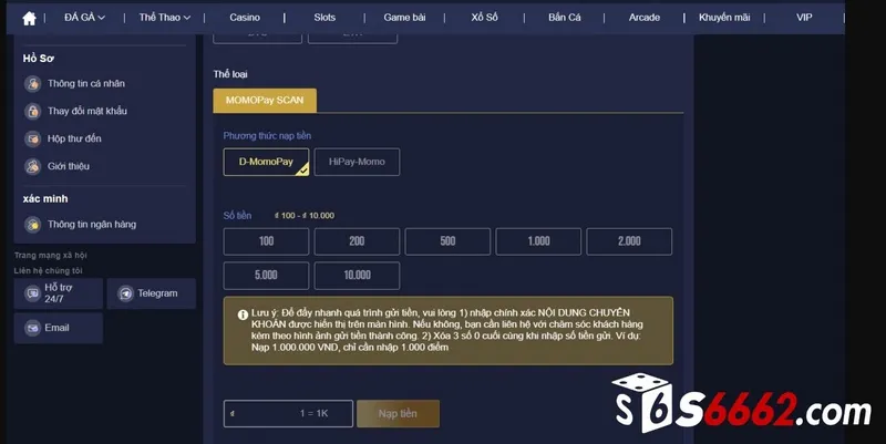 FAQ về chủ đề nạp tiền S666